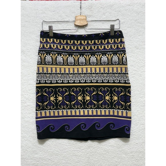 Patterned Skirt Purple Gold White Black Art Deco Women's Party Pencil - Picture 1 of 7